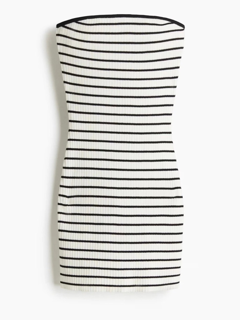 H&M Rib-Knit Bandeau Dress Striped Mini Dress Size Medium